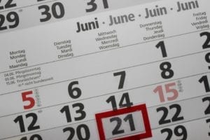 Un calendrier indiqué le 21 juin