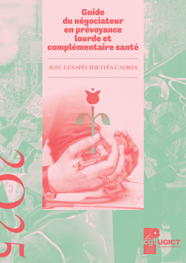 Couverture du guide prévoyance 2025 de l'Ugict-CGT - Design graphique Antoine Thibaudeau